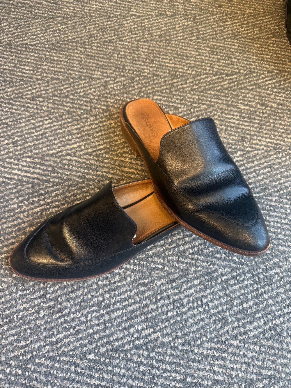 Madewell Frances Black Leather Slip-On Mules